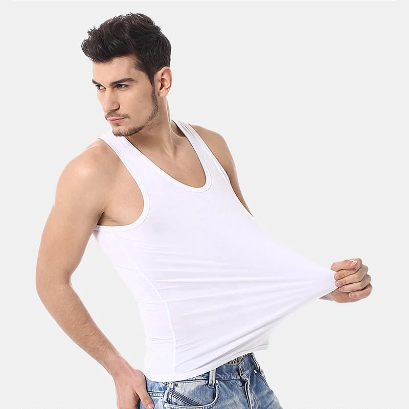Men's solid color basic cotton vest  casual men'ssports fitness