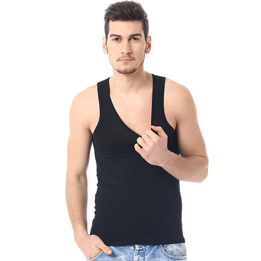 Men's solid color basic cotton vest  casual men'ssports fitness