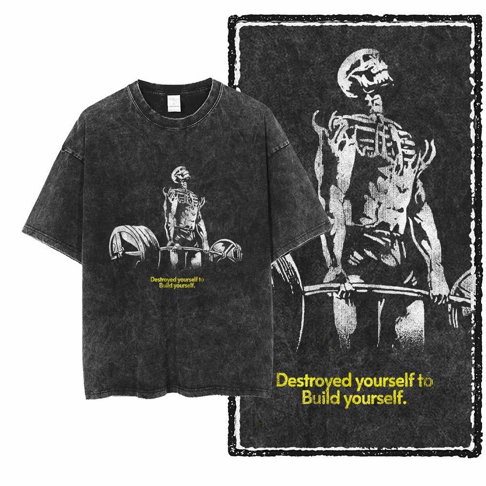 YG Elite Bodybuilding™ Acid-Wash Premium Cotton Tee