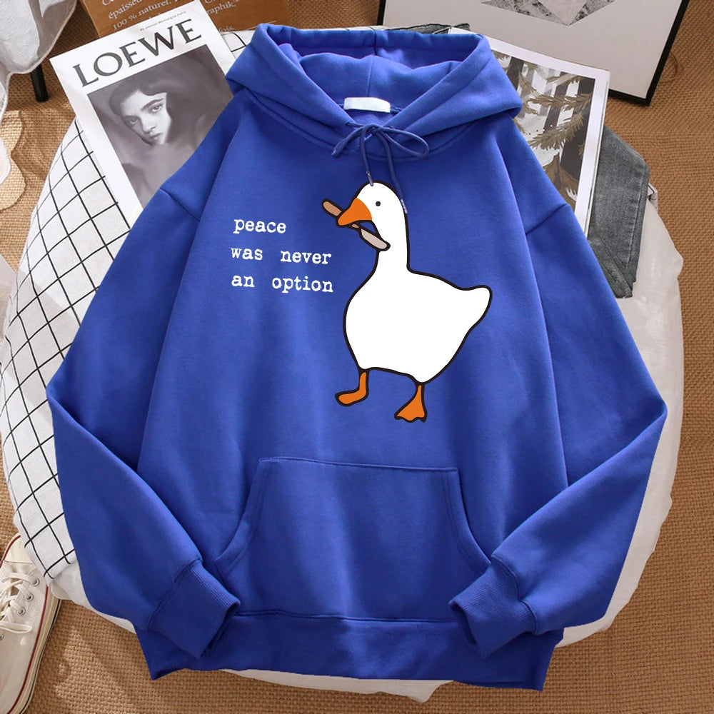 Peace Was Never An Option Printed Sweatshirt Oversize Autumn Hooded Hipster Soft Hoodies