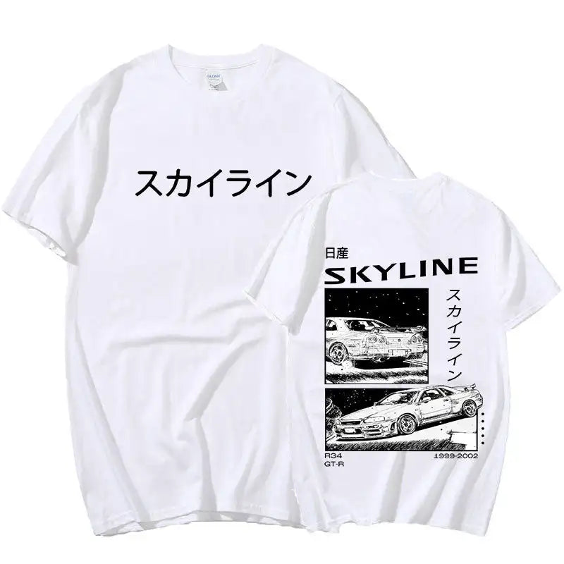 Cotton T-Shirt Drift Japan Anime AE86  T-Shirt Unisex R34 Skyline GTR JDM Oversized Print T Shirts