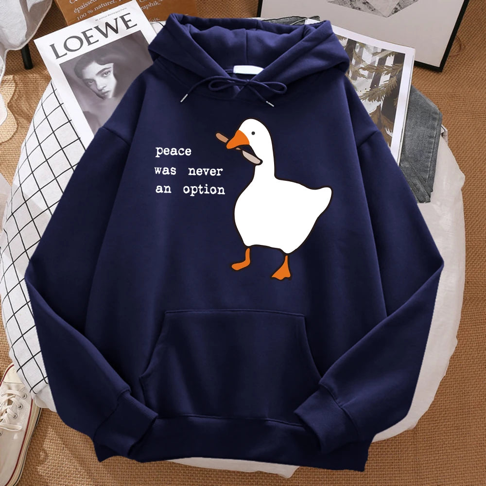 Peace Was Never An Option Printed Sweatshirt Oversize Autumn Hooded Hipster Soft Hoodies