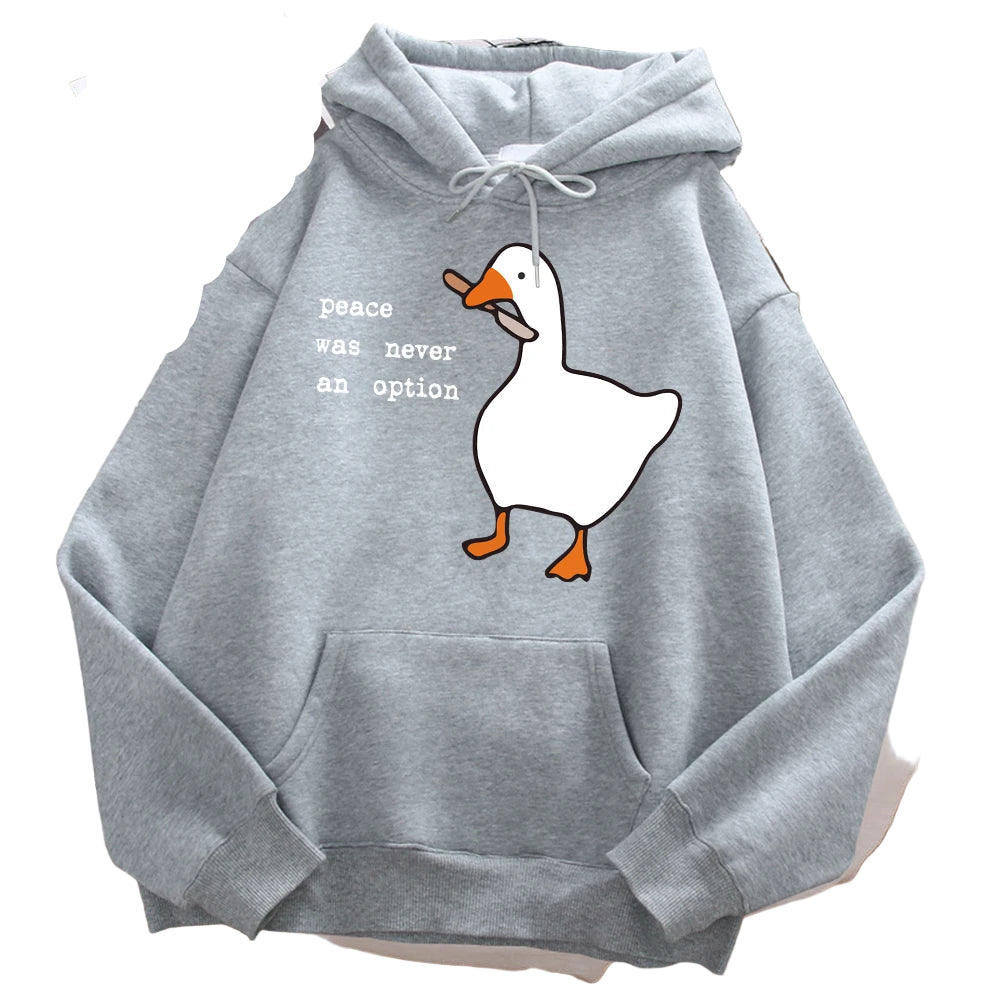 Peace Was Never An Option Printed Sweatshirt Oversize Autumn Hooded Hipster Soft Hoodies