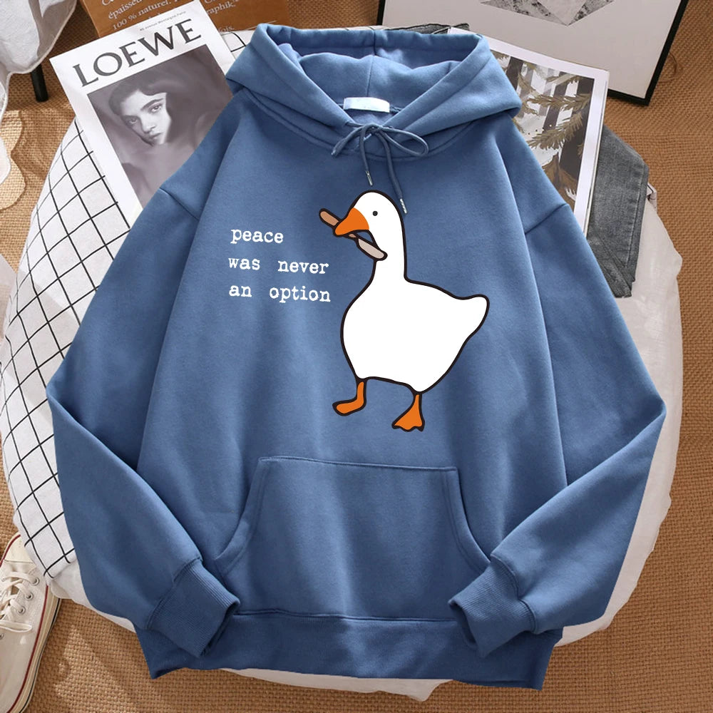Peace Was Never An Option Printed Sweatshirt Oversize Autumn Hooded Hipster Soft Hoodies