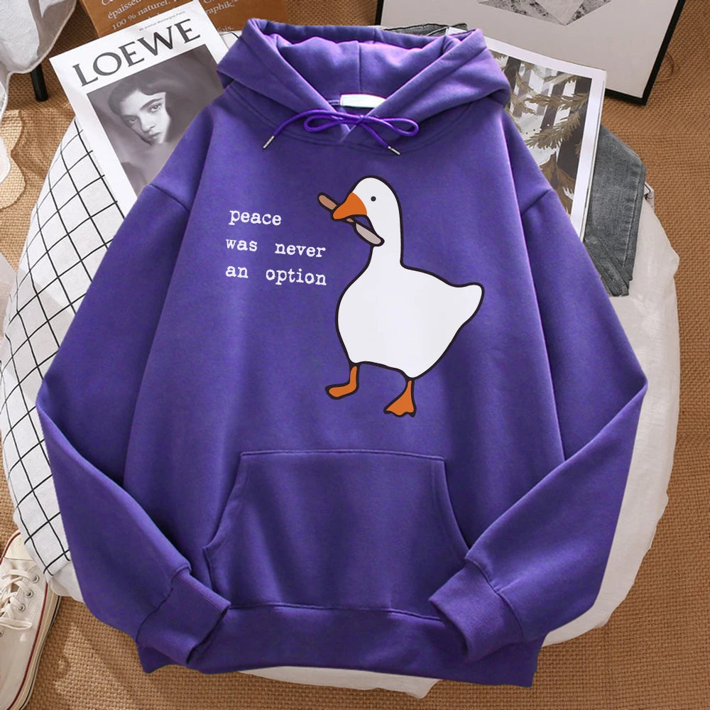 Peace Was Never An Option Printed Sweatshirt Oversize Autumn Hooded Hipster Soft Hoodies